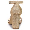 Allegra K Women's Glitter Ankle Strap Chunky Heels Sandals - 4 of 4
