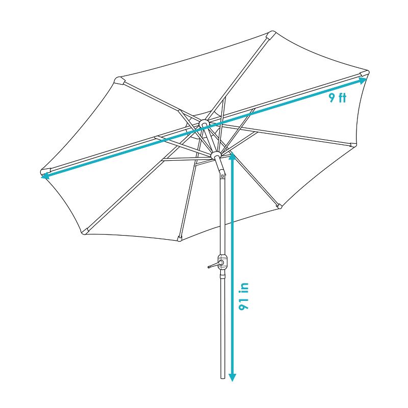 Sunnydaze Outdoor Aluminum Patio Umbrella, Tilt, and Crank - 9', 3 of 12
