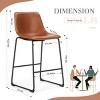 Faux Leather Armless Commercial Counter Height Barstools with Metal Legs and Footrest,Restaurants Kitchen Island with Bucket Seats-Cuddlewood - 4 of 4