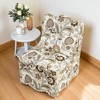 Mshliw Flannel Upholstered Dining Chair with Floral Design, Soft Cushion Seat and Backrest, Armless Accent Chair with Matching Pillow for Dining - 4 of 4