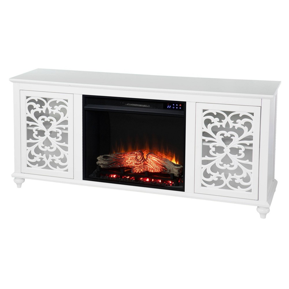 Photos - Mount/Stand Hallvy Touch Panel Fireplace with Media Storage White - Aiden Lane