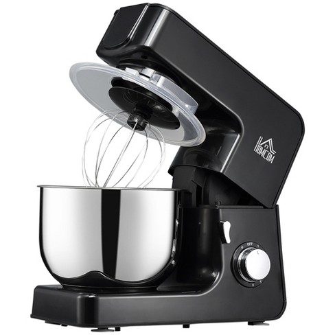 Homcom 6 Qt Stand Mixer With 6+1p Speed, 600w And Tilt Head, Kitchen Electric  Mixer With Stainless Steel Beater, Dough Hook, Whisk For Baking, Black :  Target