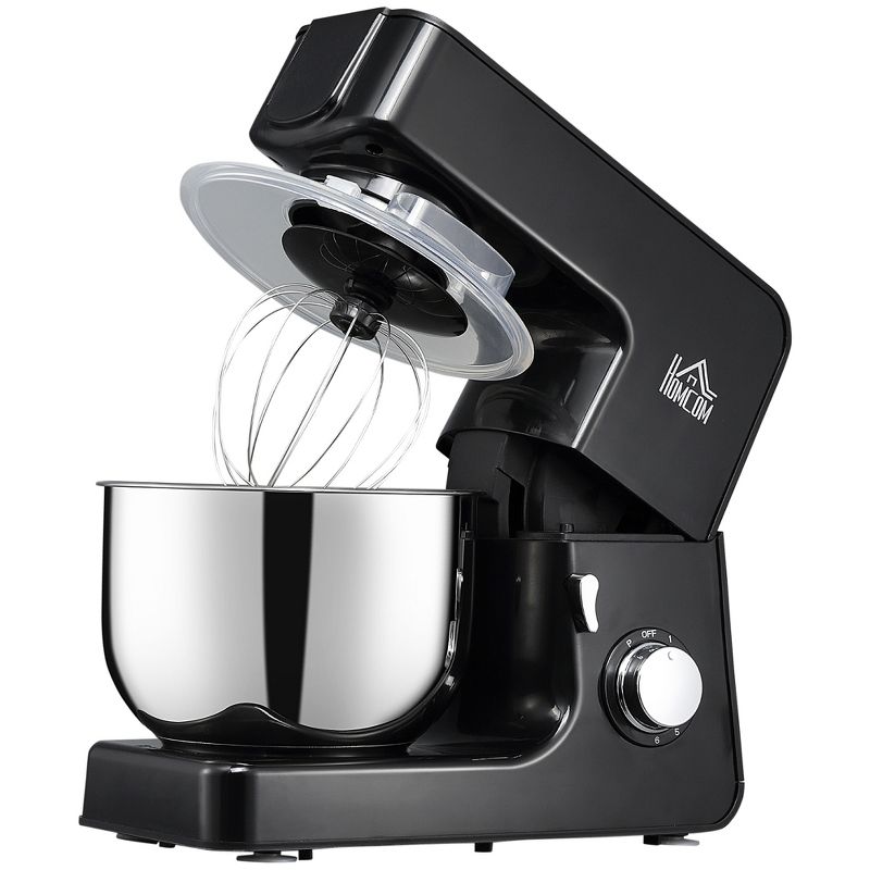 HOMCOM 6 Qt Stand Mixer with 6+1P Speed, 600W and Tilt Head, Kitchen Electric Mixer with Stainless Steel Beater, Dough Hook, Whisk for Baking, 1 of 7
