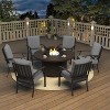 ALAULM 7 Piece Metal Outdoor Patio Furniture Set with 48" Round Fire Pit Table - 2 of 4
