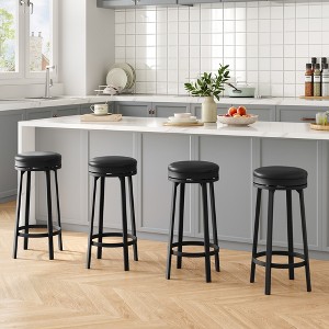 Garvee 30'' Swivel Bar Stools Set of 2 with Footrest, Backless Round Counter Height Barstools with Upholstered Cushion and Metal Frame - 1 of 4
