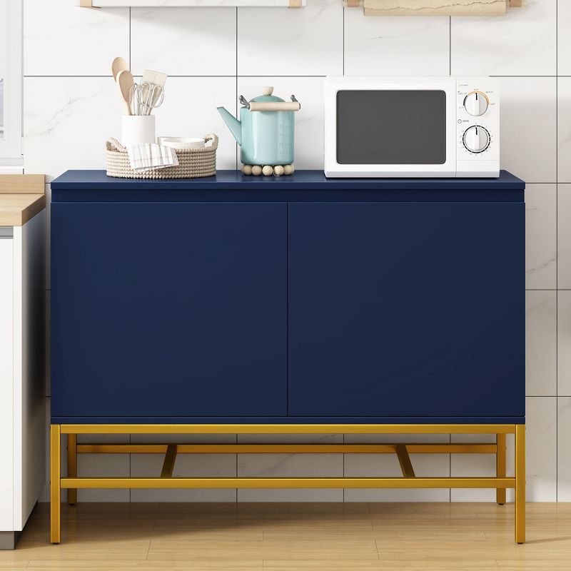 39.4" Minimalist Sideboard Cabinet with Two Doors and Gold Metal Legs-ModernLuxe, 3 of 14