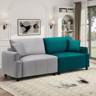 Buenhomino Modern Velvet Loveseat Couch for Small Spaces, Mid Century Modern Sofa Couch with Solid Wood Legs for Bedroom,Living Room, Apartment