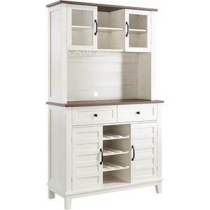 homfan 72" Farmhouse Bar Cabinet - Coffee & Wine Storage w/ Adjustable Shelf, 4 Glass Rack, 9-Bottle Holder for Dining Room, Living Room, Hallway - 1 of 4