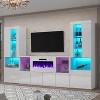 AMERLIFE Modern High Gloss TV Stand with 40" Fireplace, 2 X Bookcase with Doors & LED Light - 3 of 3