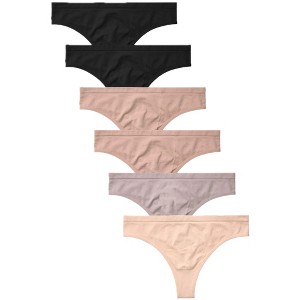 Pack of 12 Women’s Seamless Low Rise Thong Panties, Assorted Colors - 1 of 2