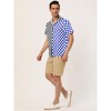Lars Amadeus Men's Contrast Color Short Sleeves Striped Plaid Printed Shirt - 4 of 4
