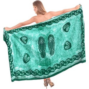 LA LEELA Women's Cover up Sarong Wrap Swimwear Wraps Holiday Beachwear Swimsuit Pareos One Size Green, Abstract - 1 of 4