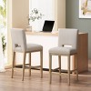 Modern Upholstered Bar Stool Set of 2 with Sturdy Wooden Legs, Comfortable Fabric Seating for Kitchen Island or Dining Room – The Pop Home - 3 of 4