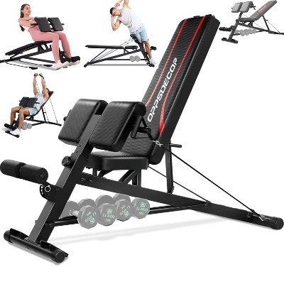 OPPSDECOR 900LBS Adjustable Weight Bench with Hyper Back Extension, Preacher Curl, Roman Chair, All-in-One Ab Sit up Press Workout Bench for Home Gym