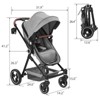 2 in 1 Baby Stroller, High Landscape Infant Stroller, Pushchair Adjustable Backrest, Foldable Aluminum Alloy Anti-Shock Stroller - 2 of 4