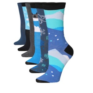 Bluish Icy Dreamscape Tones Funky Dress Socks - 6 Pack - 1 of 4