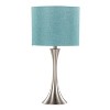 LumiSource (Set of 2) Lenuxe 24" Contemporary Table Lamps Brushed Nickel with Turquoise Textured Linen Shade - 2 of 4