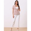 INSPIRE CHIC Women's Notch Lapel Collar One Button Office Formal Short Sleeve Blazer - 3 of 4