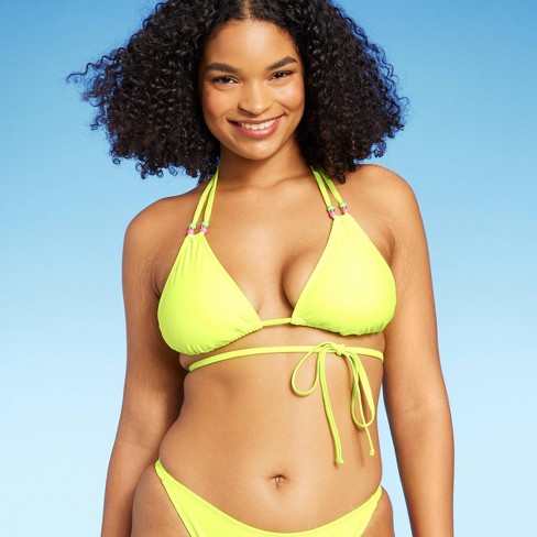 Women's Beaded Wrap Triangle Bikini Top - Wild Fable™ Yellow Xl : Target
