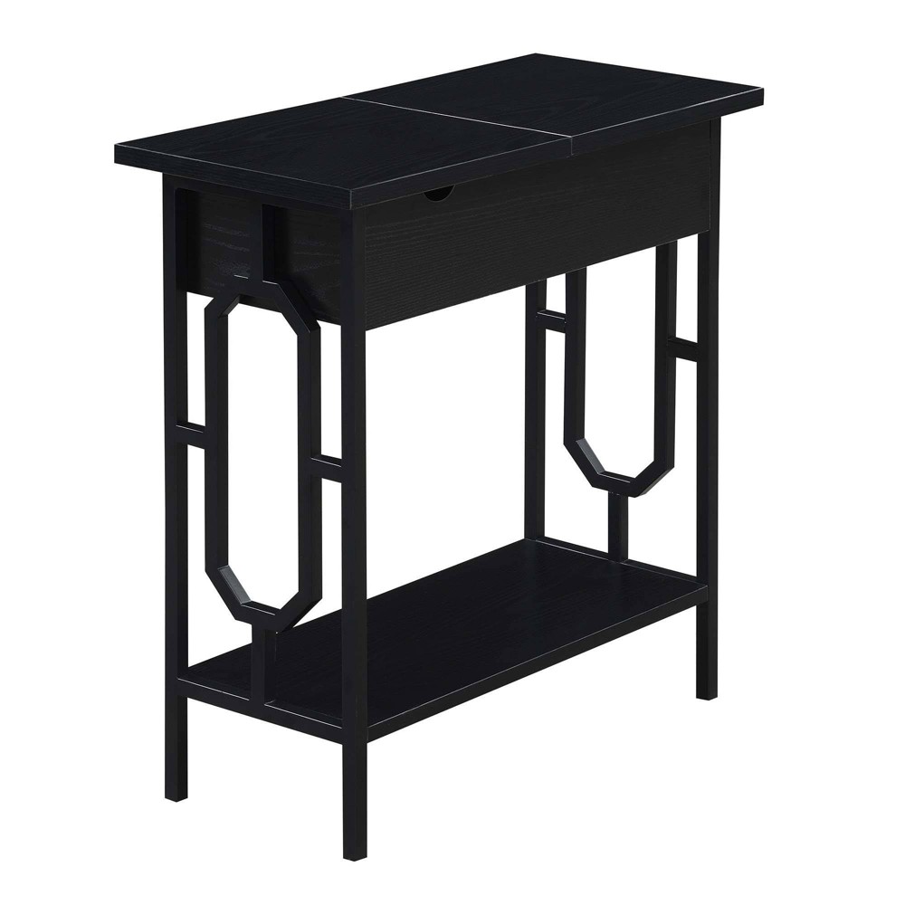 Omega Flip Top End Table with Charging Station: USB Ports, Shelf Storage - Breighton Home