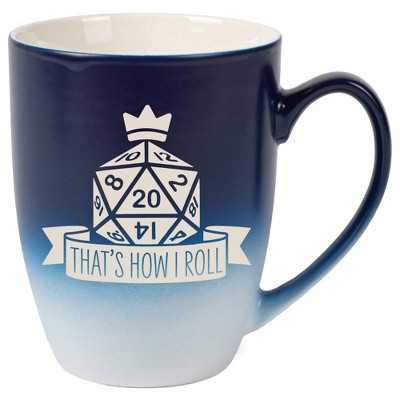 100 North Dice 10 Ounce Navy Blue and White Two Toned Ombre, Comfortably Fits Your Hands, Ceramic Tea Coffee Cup Mug, That's How I Roll