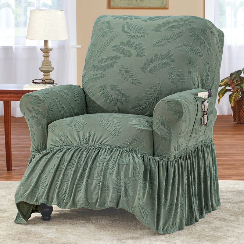 Collections Etc Leaf Stretch Ruffle Furn Cover, 2 of 4