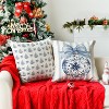 Blue Stripe Christmas Tree Balls Bow Throw Pillow Cover, 18 x 18 Inch Seasonal Snowflake Winter Holiday Cushion Case - 4 of 4