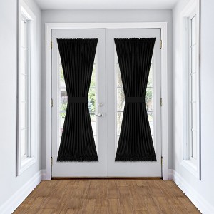 Kate Aurora Country Farmhouse Living Solid Colored Semi Sheer Single Door Curtain Panel With Tieback - 1 of 4