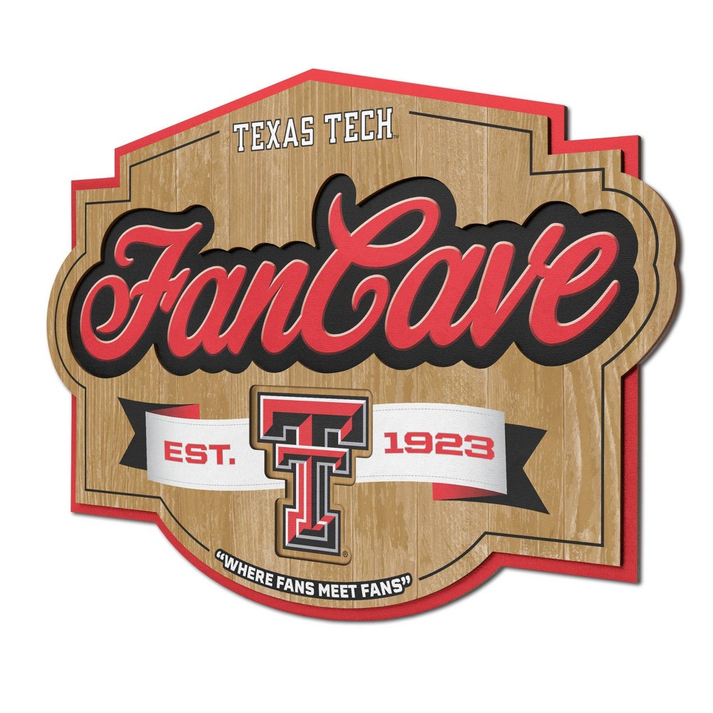 Photos - Coffee Table NCAA Texas Tech Red Raiders 3D Fan Cave Sign, Multi-Layered Wall Display,
