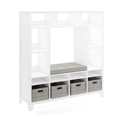 Creamy White Kids' Storage System with Cushioned Reading Nook