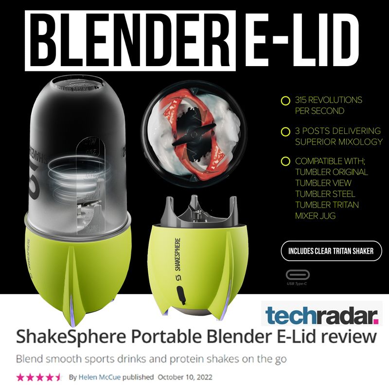 Shakesphere Portable Blender with Clear Tritan Shaker Bottle, Blender for Shakes and Smoothies, 19 Oz Rechargeable Type-C, 315 RPM, Ultra Sharp Blades, 3 of 8