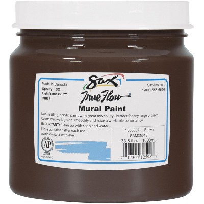 Sax True Flow Acrylic Mural Paint, 33.8 oz Plastic Container, Brown