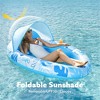 Joyfy Pool Floats Lounger with Canopy, Oval Pool Floaties for Adults Floaty Chair with Cup Holders & Removable Backrest & Adjustable Sun Shade Cover - 2 of 4