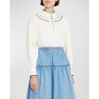 Women's Lenie Embroidered Popline Top - ENDLESS BLU.