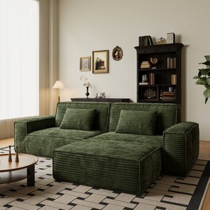 Whisen 106.3" Large Modular Sofa - Striped Fabric, Modern Style, Comfortable, Vacuum Compression, Full Sponge, High Rebound, Straight - 1 of 4