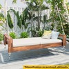 CAVINAS Twin Size Outdoor Swing Bed with Hemp Ropes,Acacia Wood Porch Swing for Courtyard,Garden - 2 of 4