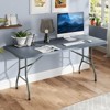 Tangkula 3 PCS Folding Picnic Table Set w/ 6 ft Table & 2 Benches HDPE Tabletop Bench Top Gray - 4 of 4