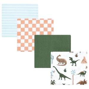 Hudson Baby Boys Cotton Flannel Receiving Blankets, Retro Dinosaur, One Size - 1 of 4