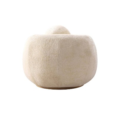 Tribeca Cream Chenille Upholstered Accent Chair with Wood Base