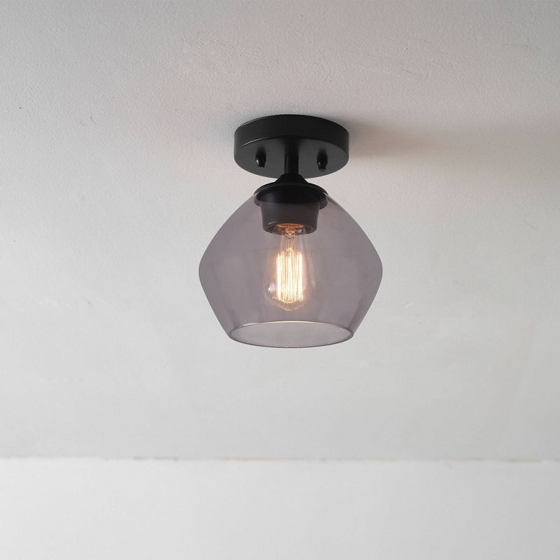 Harrow 1-Light Semi-Flush Mount Ceiling Lighting with Smoked Glass Shade - Globe Electric, 4 of 11