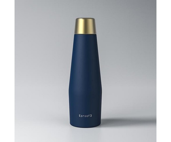 Proof 18oz Double-Wall Vacuum Insulated Medical Grade Steel Water Bottle Vega Navy with Gold Lid