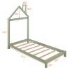 ALEXOUN Twin Size Floor Bed with House-Shaped Headboard for Kids, Wooden Twin Floor Platform Bed Frame with Slat Support,No Box Spring Needed - 3 of 4