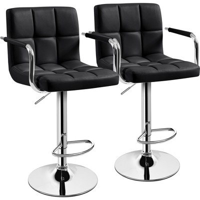 Yaheetech 2pcs Swivel Adjustable Bar Stools with Large Steel Pedestal Base for Bar Counter