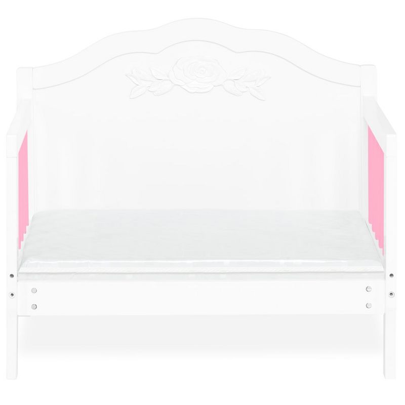 Barbie by Evolur Rose 3-in-1 Toddler Bed, White and Pink, Converts to 2 Kid-Size Sofas, Comes with Safety Side Rails, JPMA & Greenguard Gold Certified, 5 of 9