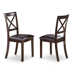 East West Furniture,Boston X-Back Chair for dining room with Faux Leather Upholstered Seat, Set of 2 - 1 of 3