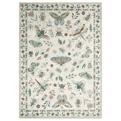 Lahome Machine Washable Animal Life Insects Area Rug - Nature-Inspired Carpet for Living Room, Bedroom, or Entryway