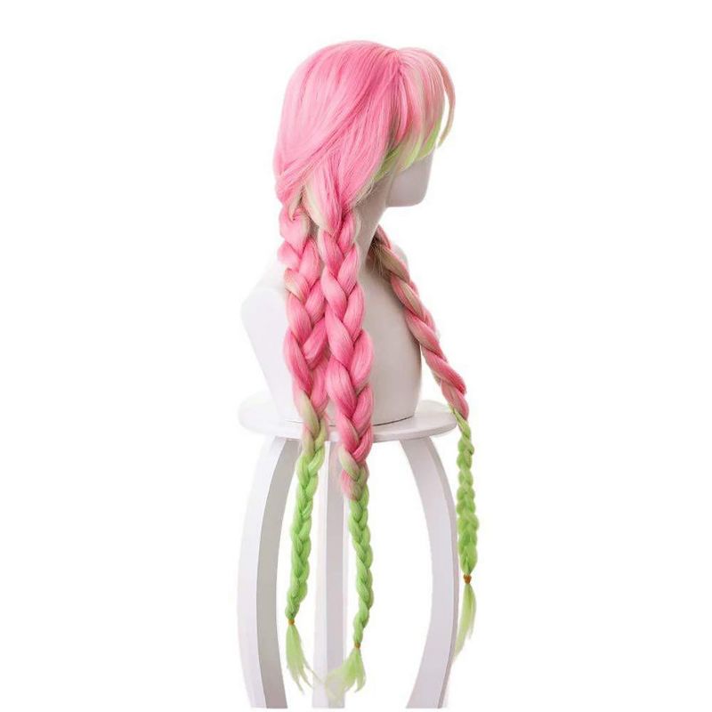 Unique Bargains Women's Wigs 31" Pink Green with Wig Cap, 3 of 7