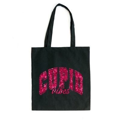 City Creek Prints Cupid Vibes Canvas Tote Bag - 15x16 - Black