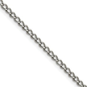 Black Bow Jewelry 3mm Stainless Steel Open Curb Chain Necklace - 1 of 4