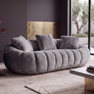 Floral Shaped Faux Fur 2-Seater Sofa, Ultra-Soft Plush Petal
